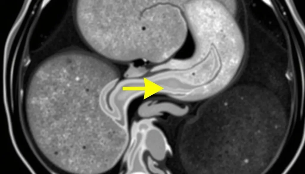 MRCP imaging scan showing bile duct cancer