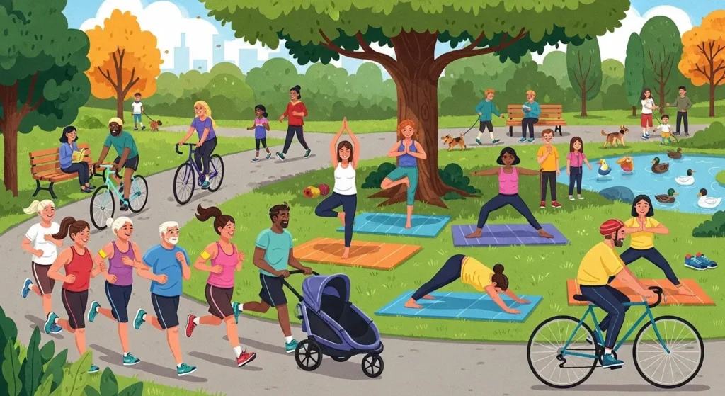 people exercise happily