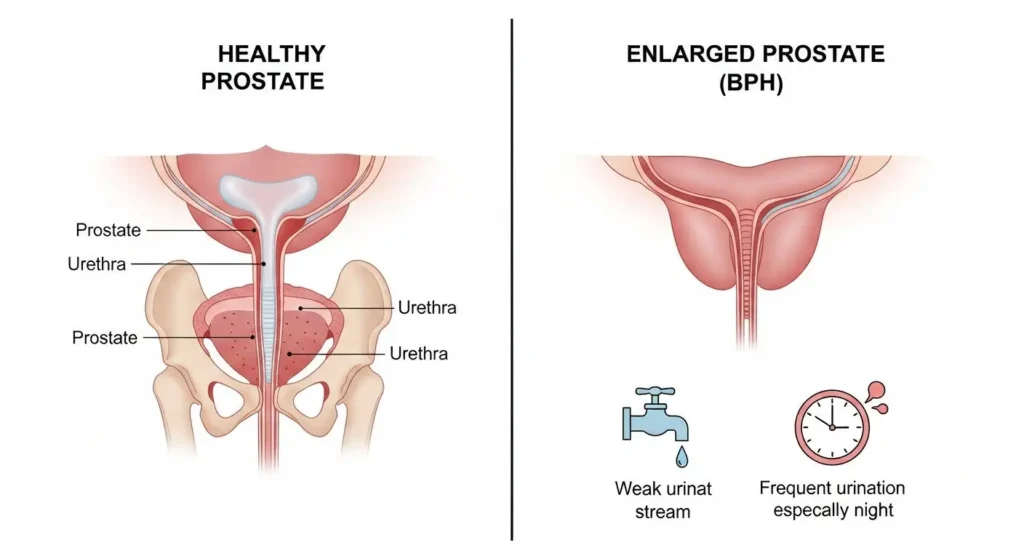 Healthy Prostate vs Enlarged Prostate