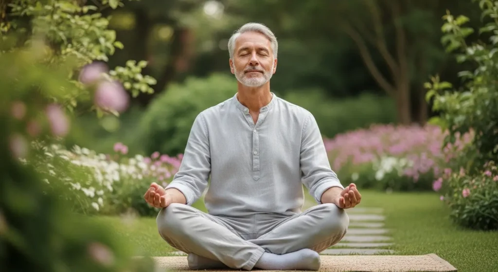 Man's Calm Garden Breathing