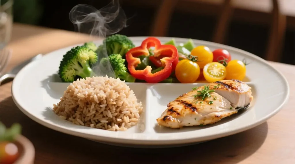 healthy brown rice meal